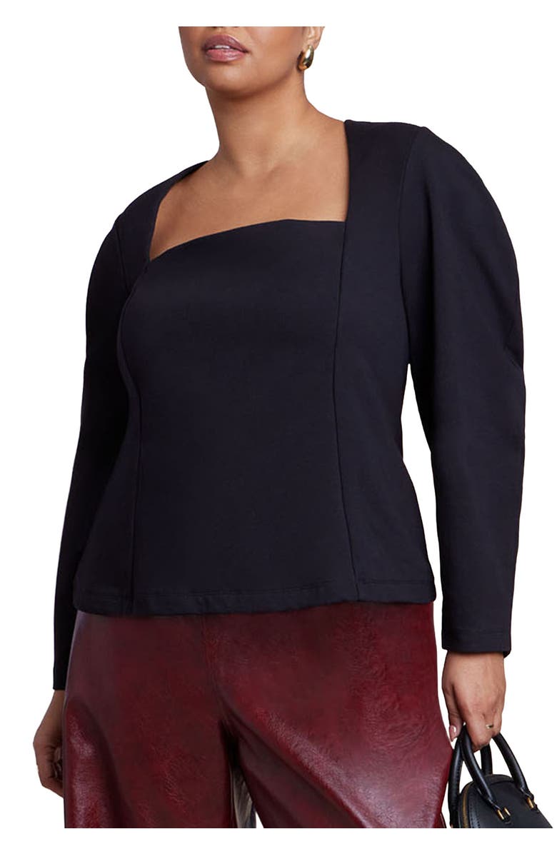 ELOQUII Square Neck Maiden Top, Main, color, Black Onyx