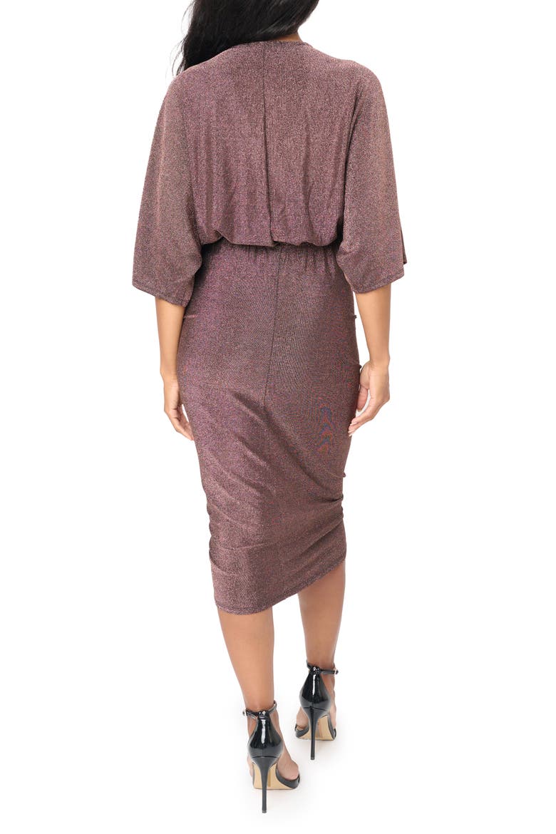 Glamour Metallic Ruched Minidress, Alternate, color, BRONZE