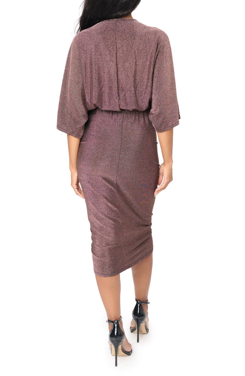 GIBSONLOOK Glamour Metallic Ruched Minidress, Alternate, color, Bronze