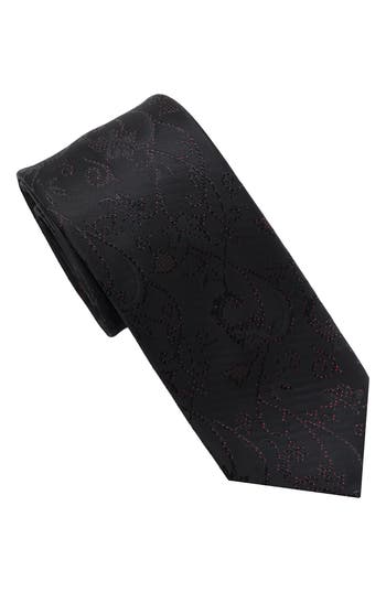Karl Lagerfeld Paris Sparkle Floral Print Tie In Black