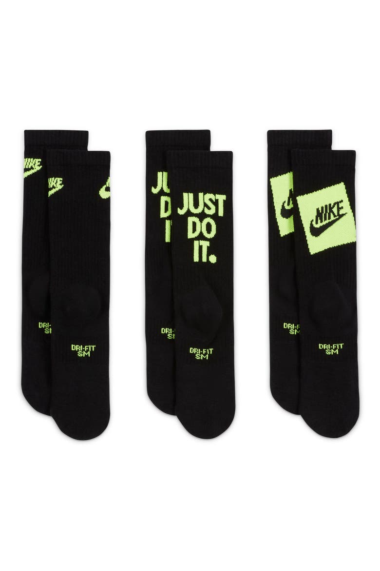 Kids' Everyday Cush Assorted 3-Pack Crew Socks, Alternate, color, MULTI-COLOR