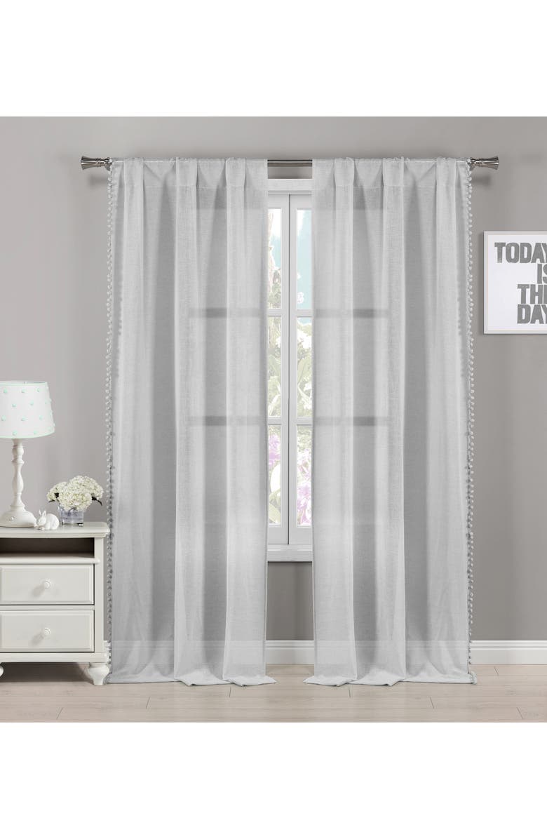 Lala + Bash Addyson Sheer Pompom Window Panels, Main, color,