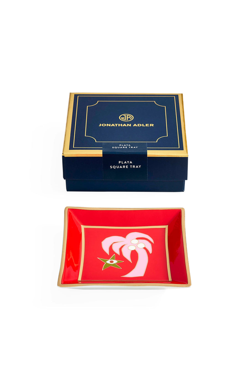 Jonathan Adler Playa Square Tray In Red