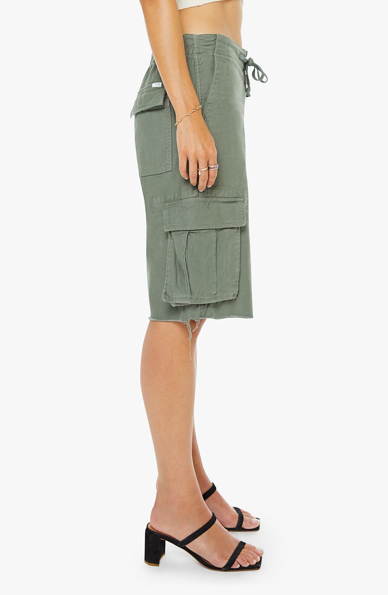 MOTHER The Free Fall Frayed Hem Cargo Drawstring Shorts, Alternate, color, Sir Yes Sir Military Green