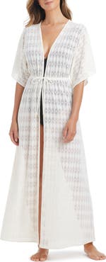 BLEU by Rod Beattie Open Stitch Cover Up Caftan