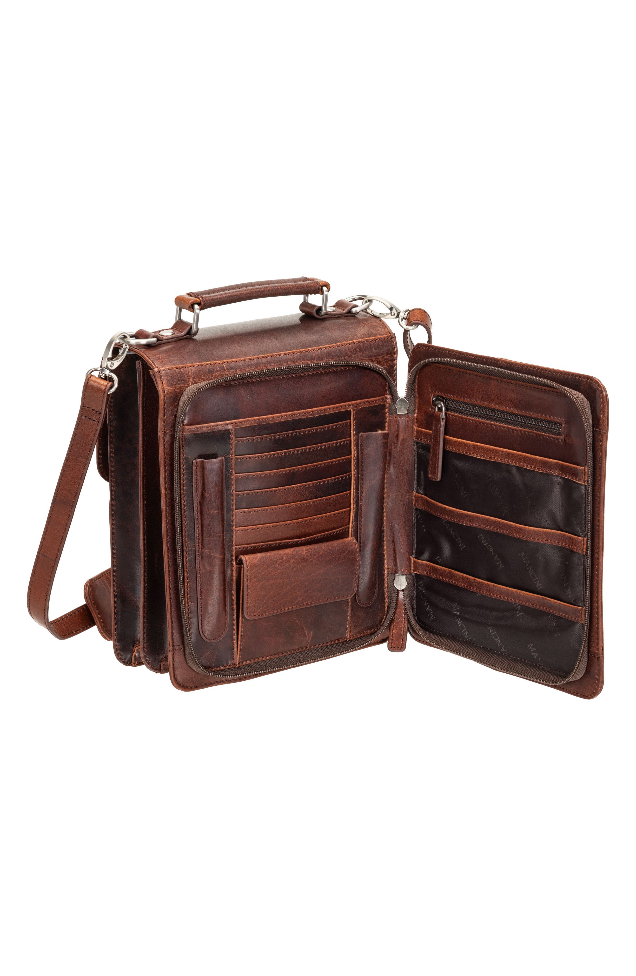 Mancini Organizer Travel Bag, Alternate, color, Brown