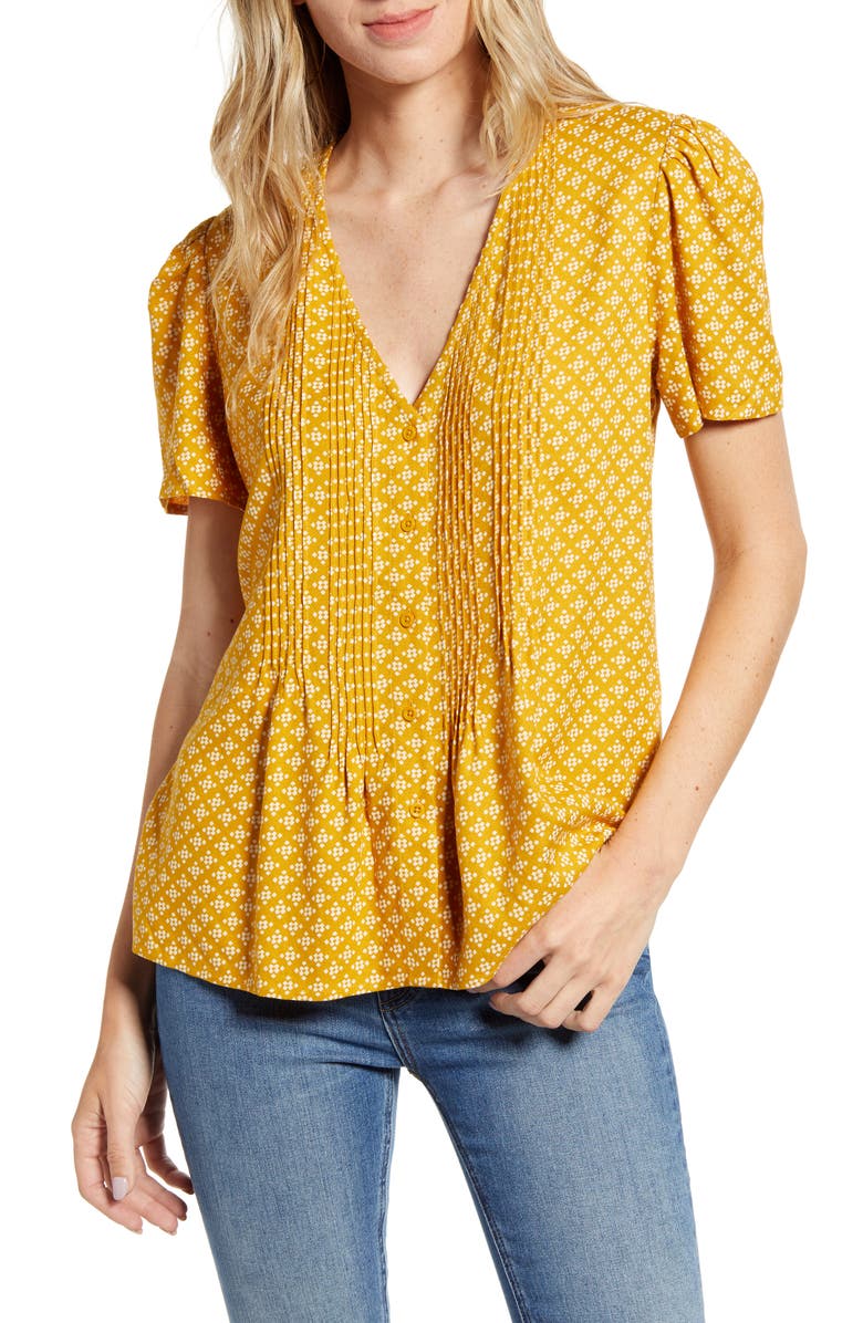 Hinge Pintuck V-Neck Blouse, Main, color,