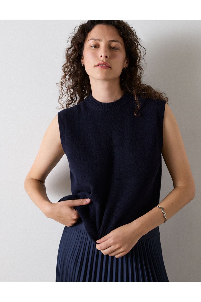 Sleeveless Knitted Boxy Fit Tank, Main, color, Navy