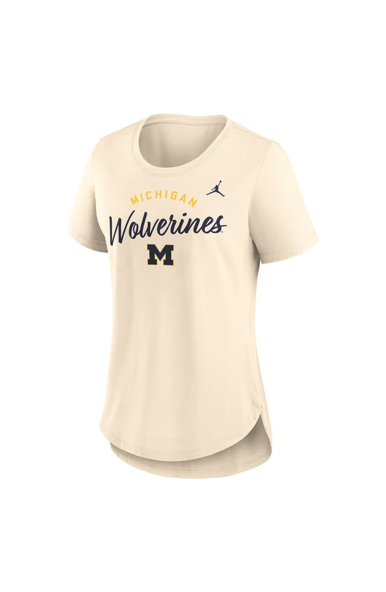 Jordan Brand Women's Jordan Brand  Cream Michigan Wolverines Script Logo Tri-Blend T-Shirt, Alternate, color, Cream