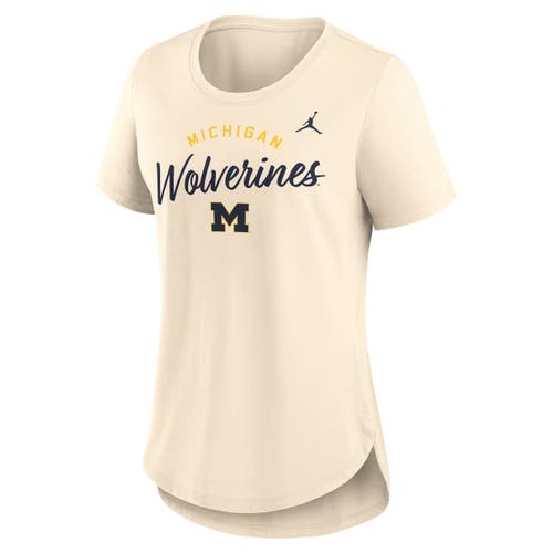 Jordan Brand Cream Michigan Wolverines Script Logo Tri-blend T-shirt