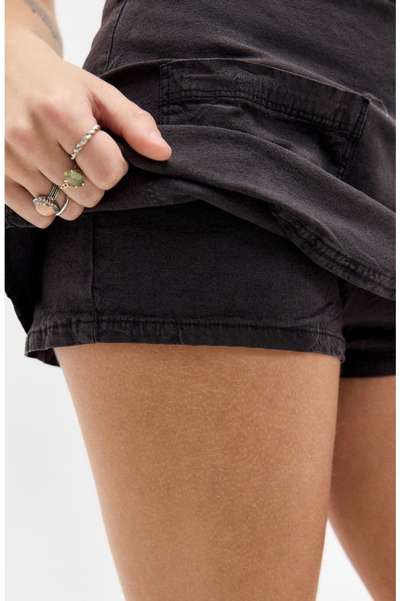 Dariah Linen Blend Skort, Alternate, color, WASHED BLACK