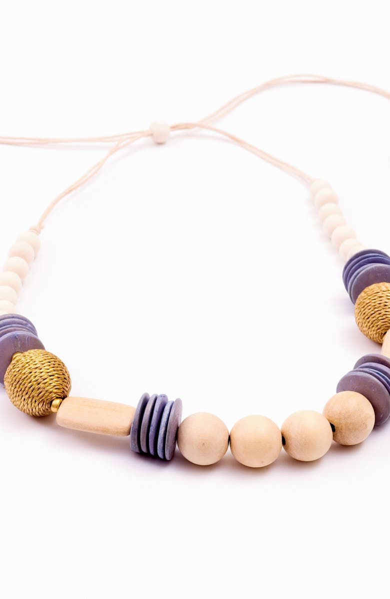 LIKHA Bombon Wooden Necklace, Alternate, color, Light Grey & White