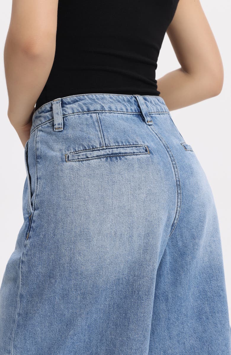 Bayeas Pleated High Waist Denim Bermuda Shorts, Alternate, color, 