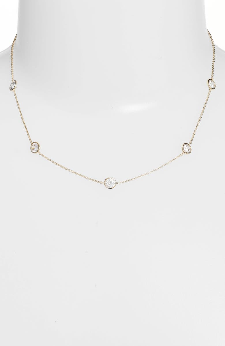 Nordstrom Bezel Stone Station Necklace, Main, color, 