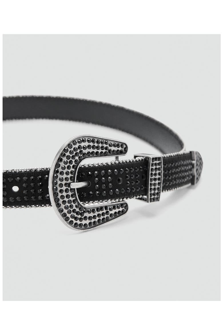 Rhinestone Faux Leather Belt, Alternate, color, BLACK
