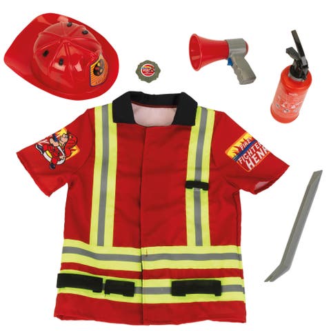 Pro Firefighter Costume Red & Yellow 5 Piece Set, Ages 3+