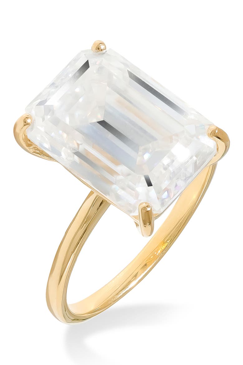 Emerald Cut Lab Created Moissanite Statement Ring, Alternate, color, WHITE