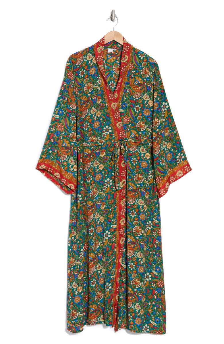 La Fiorentina Paisley Cover-Up Dress, Alternate, color, Red/Green