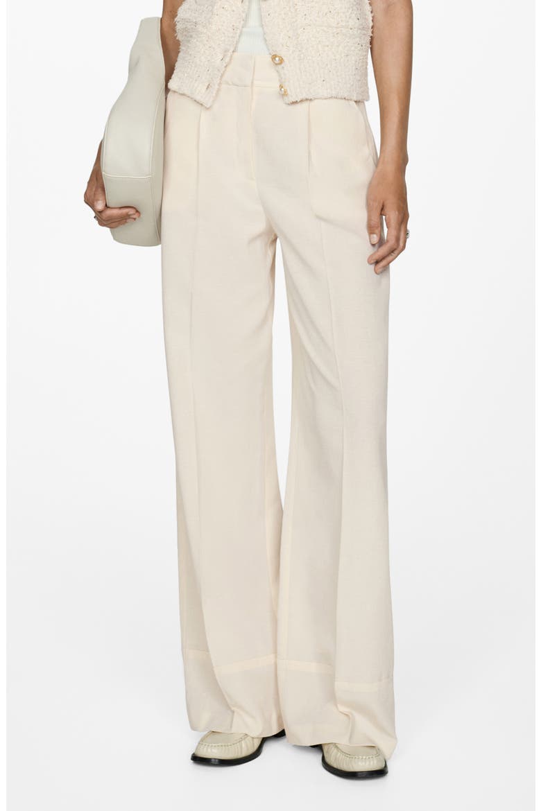 Pleat Front Lyocell Wide Leg Pants, Main, color, ECRU