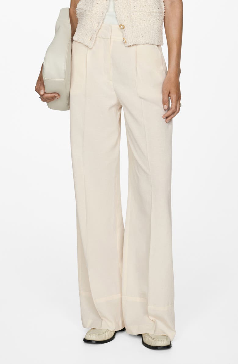 MANGO Pleat Front Lyocell Wide Leg Pants, Main, color, 