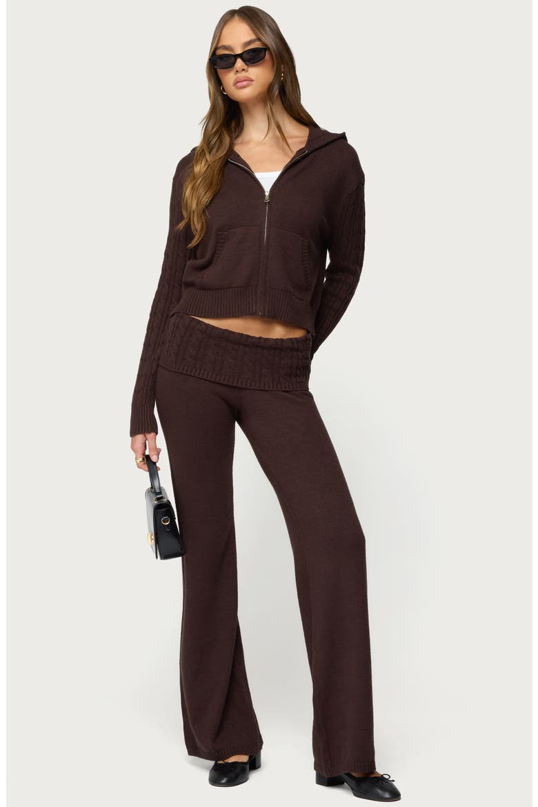 Lula Cable Stitch Waistband Flare Pants, Alternate, color, BROWN