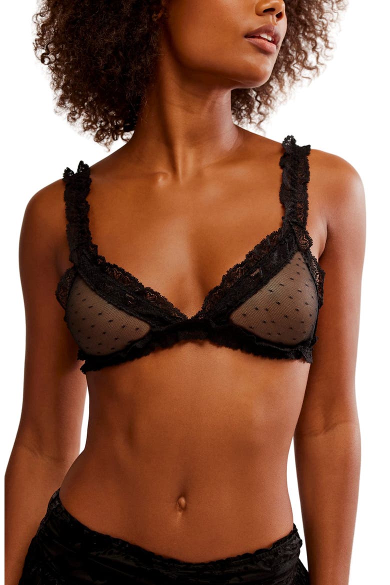 Intimately FP Heart To Heart Dotted Mesh Bralette, Main, color, BLACK