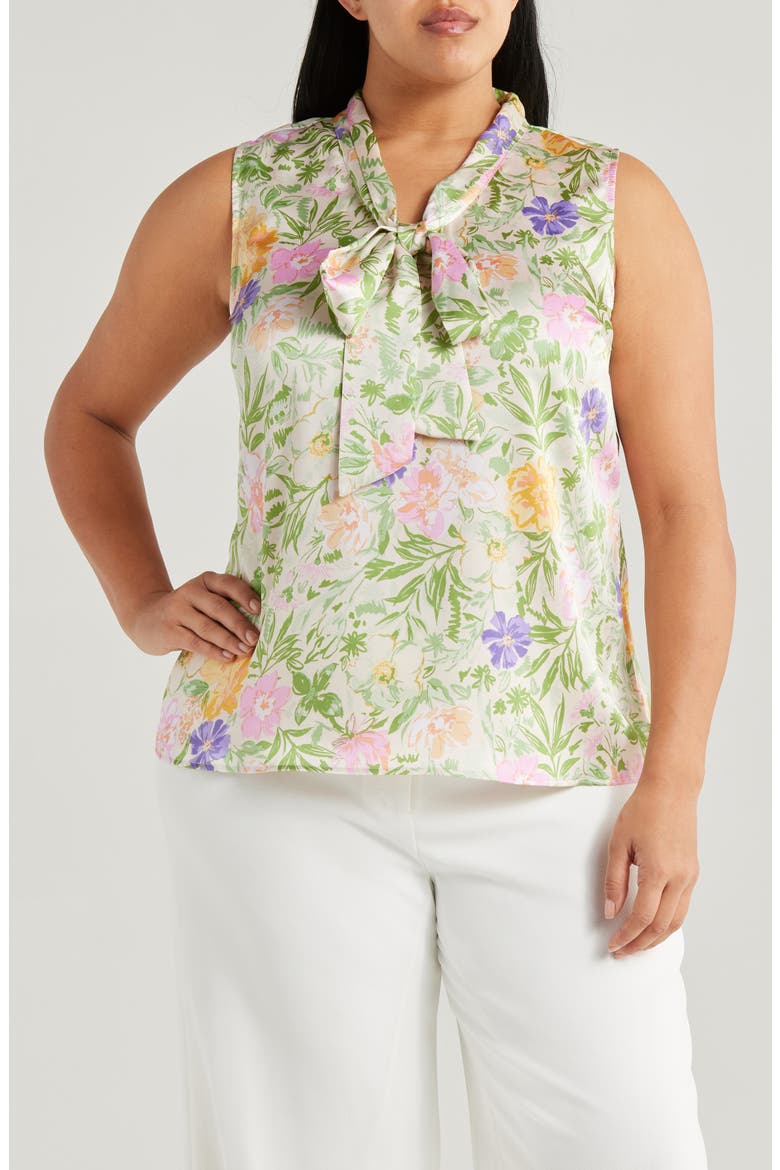 Floral Bow Neck Sleeveless Top, Main, color, FLORAL MULTI