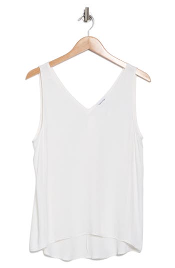 Nordstrom Double V-neck Tank In Ivory Tofu