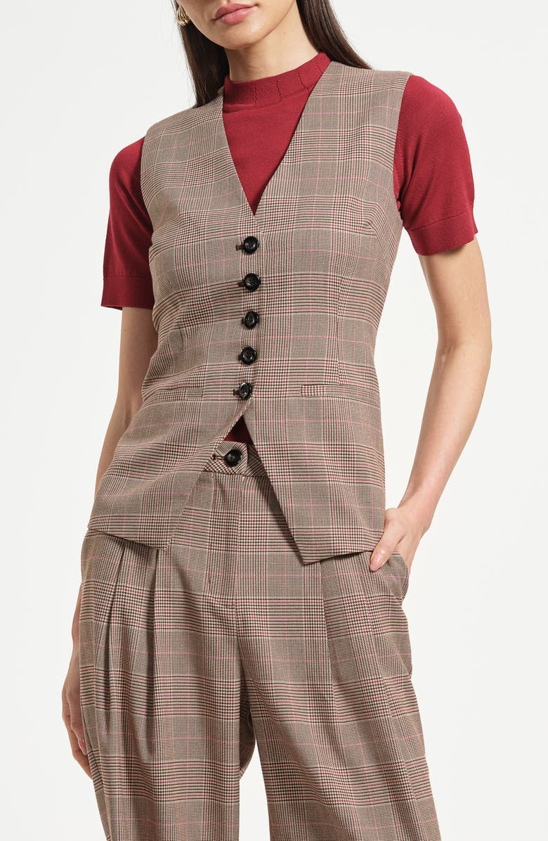 Isaac Mizrahi New York Plaid Vest, Main, color, Taupe Plaid