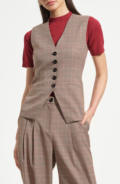 Isaac Mizrahi New York Plaid Vest In Brown