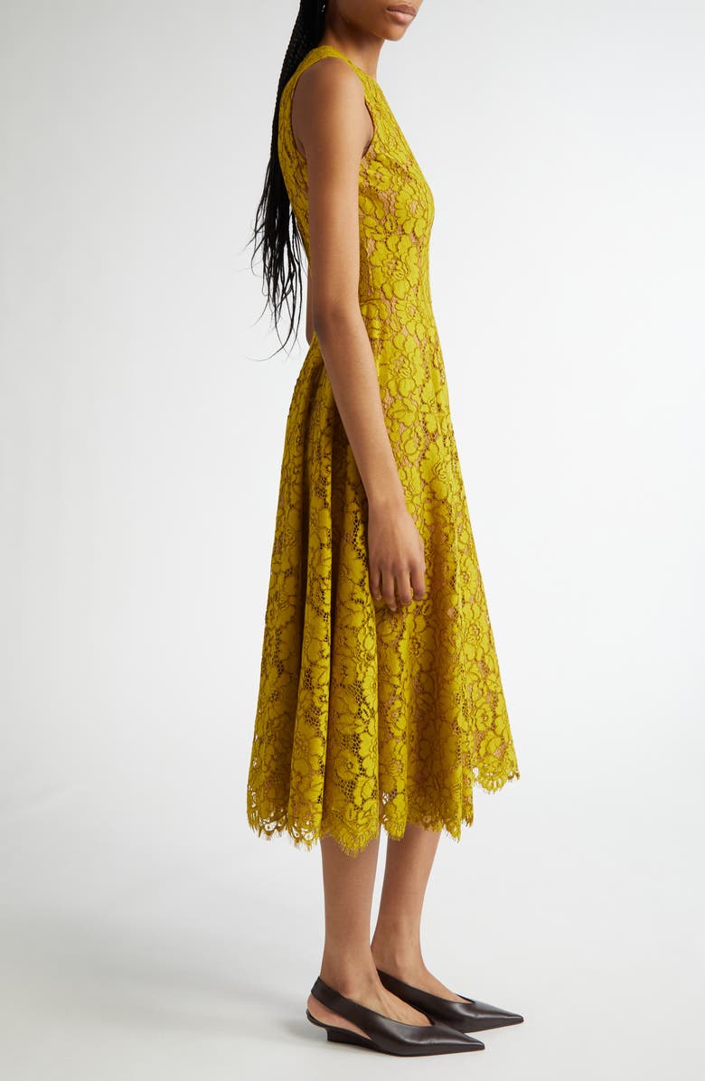 Michael Kors Collection Floral Lace Sleeveless Fit & Flare Midi Dress, Alternate, color, Moss