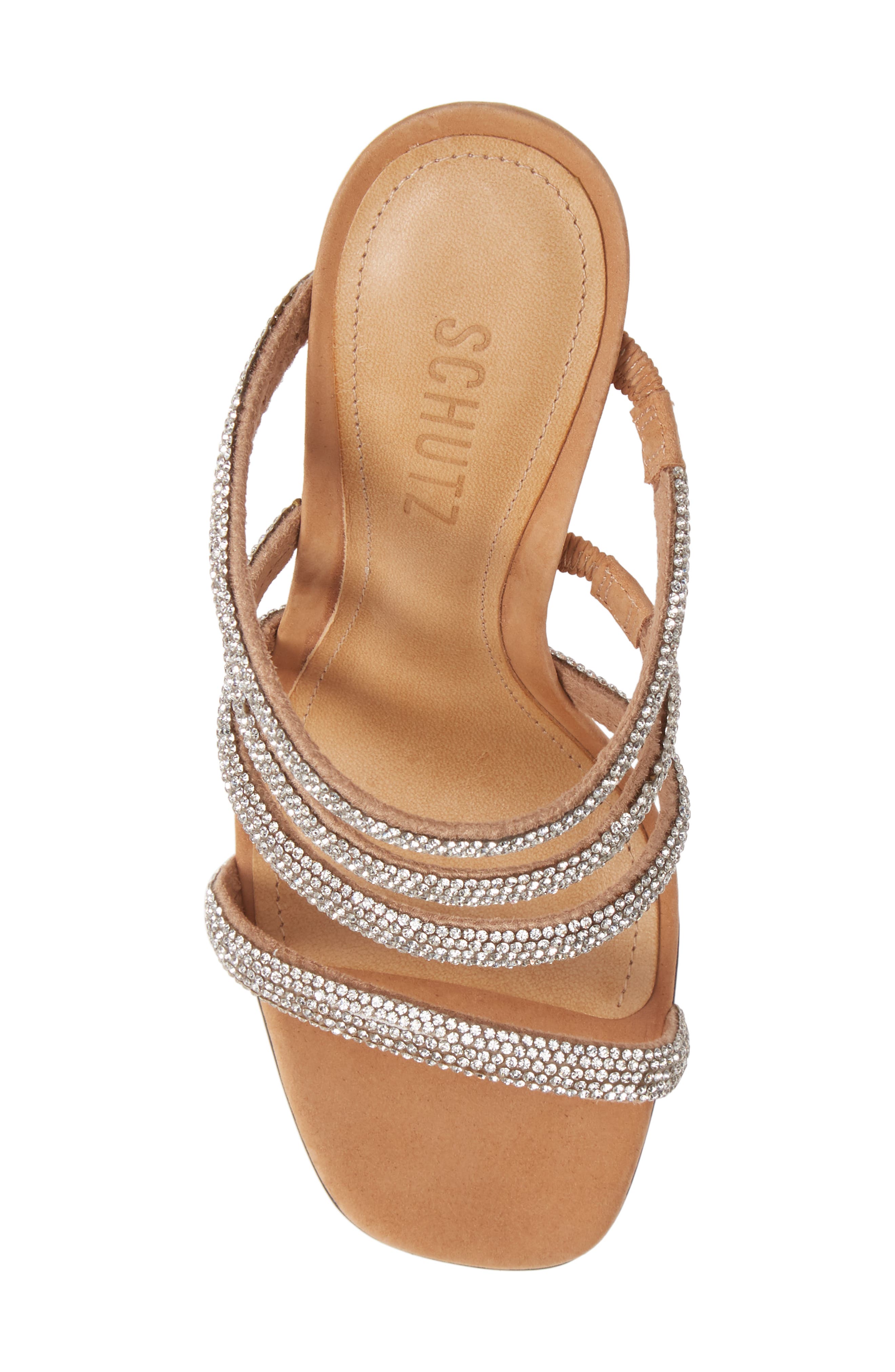 Sariah Strappy Crystal Slip-On Sandal, Alternate, color, HONEY BEIGE CRISTAL