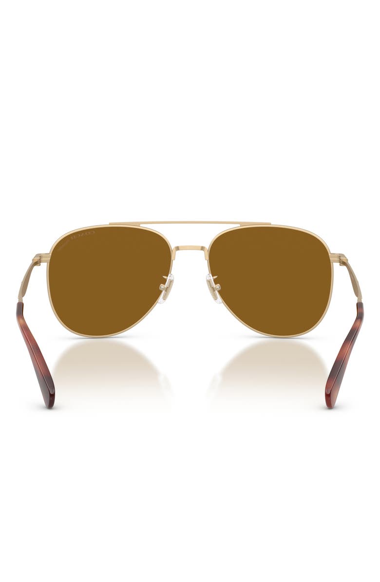 COACH 58mm Polarized Pilot Sunglasses, Alternate, color, Satin Gold / Brown Solid Polar
