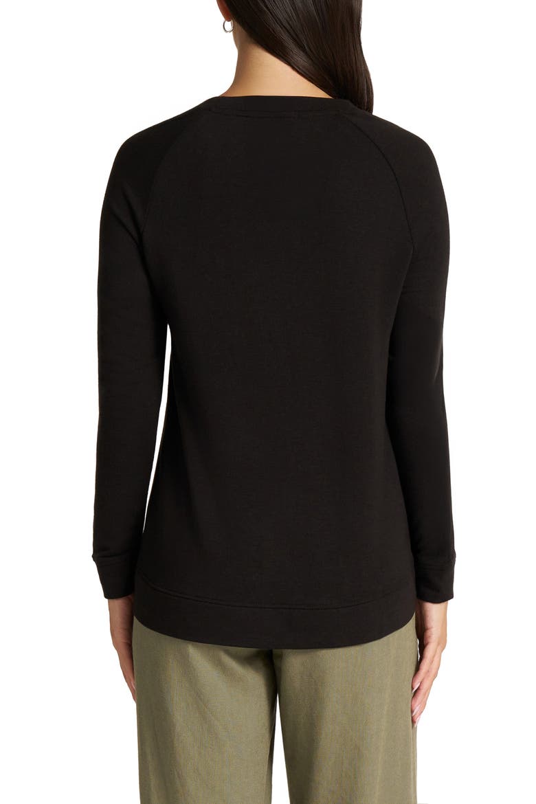 High-Low Fleece Sweatshirt, Alternate, color, BLACK