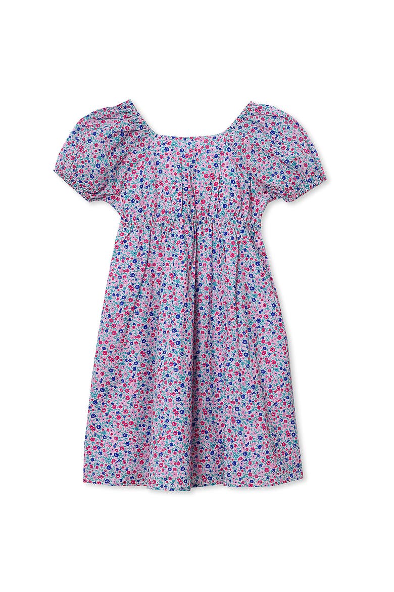Girls Short Sleeve Bow Dress, Main, color, Guava Multi Floral
