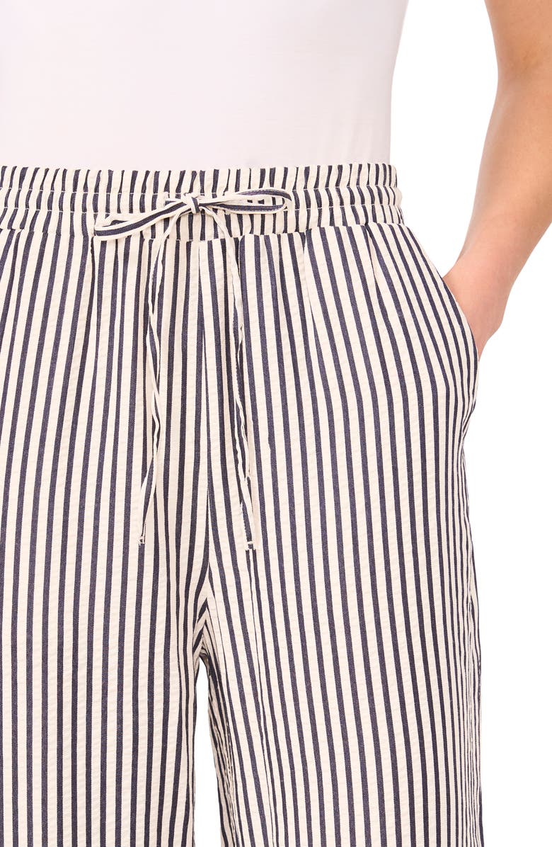 CeCe Stripe Drawstring Ankle Pants, Alternate, color, Classic Navy