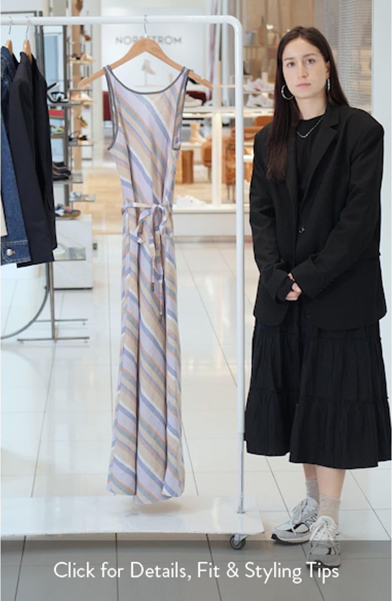 Margie Diagonal Stripe Cotton & Linen Maxi Dress, sales video thumbnail