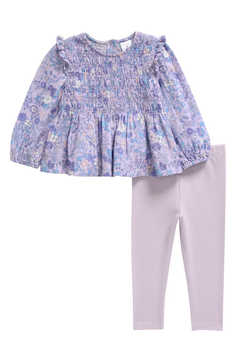 Nordstrom Smocked Long Sleeve Top & Leggings Set, Main, color, 