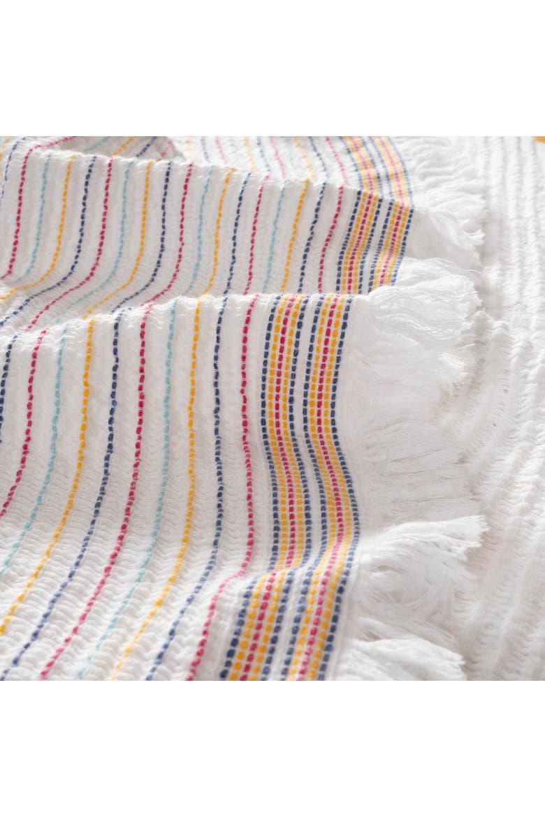 Faro Fringed Yarn-Dyed Cotton Piqué King Coverlet, Alternate, color, White