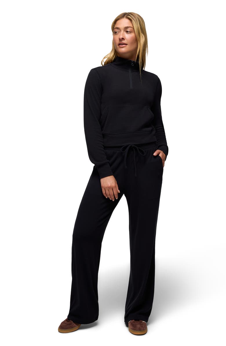 prAna Willow West Crop Half-Zip Sweatshirt, Alternate, color, Black