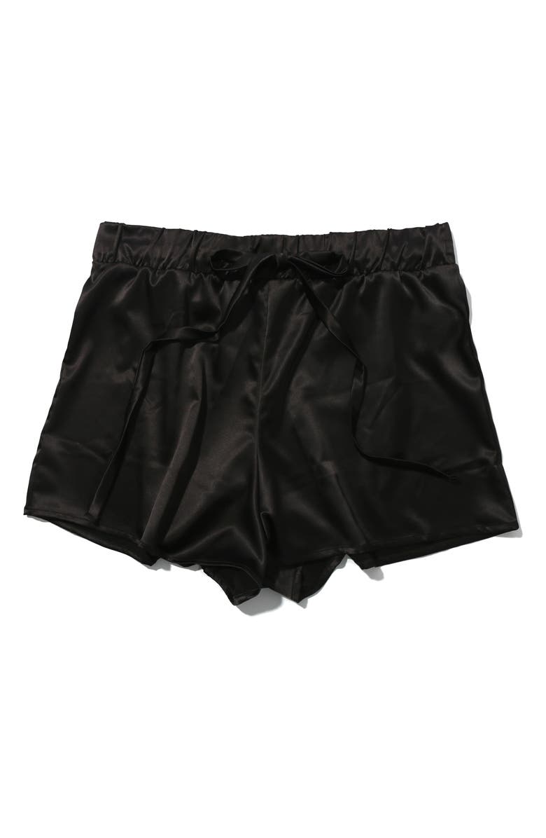 Hanky Panky Satin Pajama Shorts, Alternate, color, Black