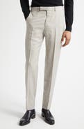 ZEGNA Flat Front Wool, Linen & Silk Trousers