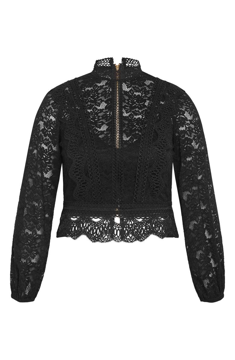 City Chic Lucielle Lace Top, Alternate, color, Black