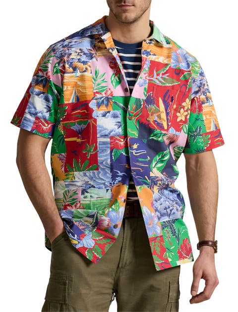 Big & Tall Patchwork-Print Oxford Sport Shirt