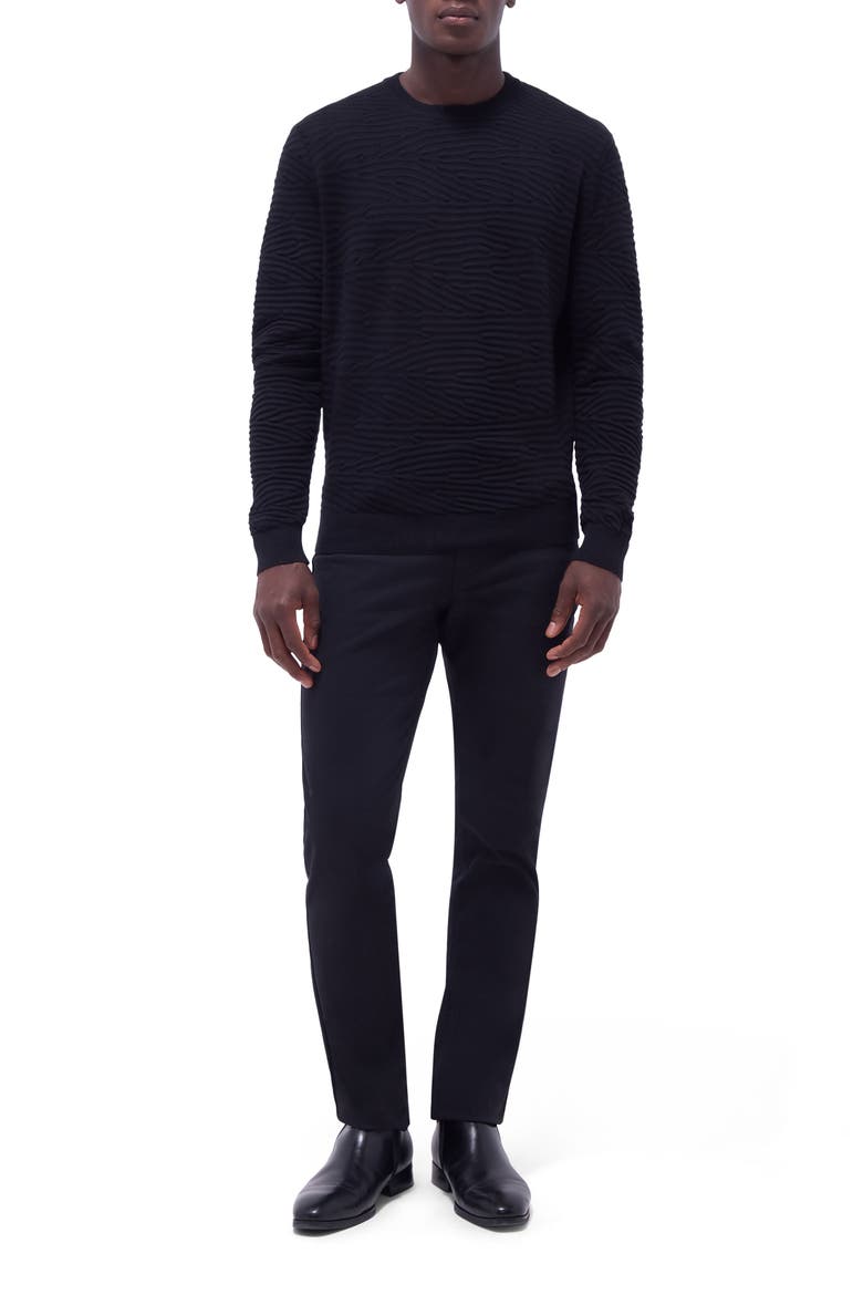 Textured Cotton, Silk & Cashmere Crewneck Sweater, Alternate, color, BLACK