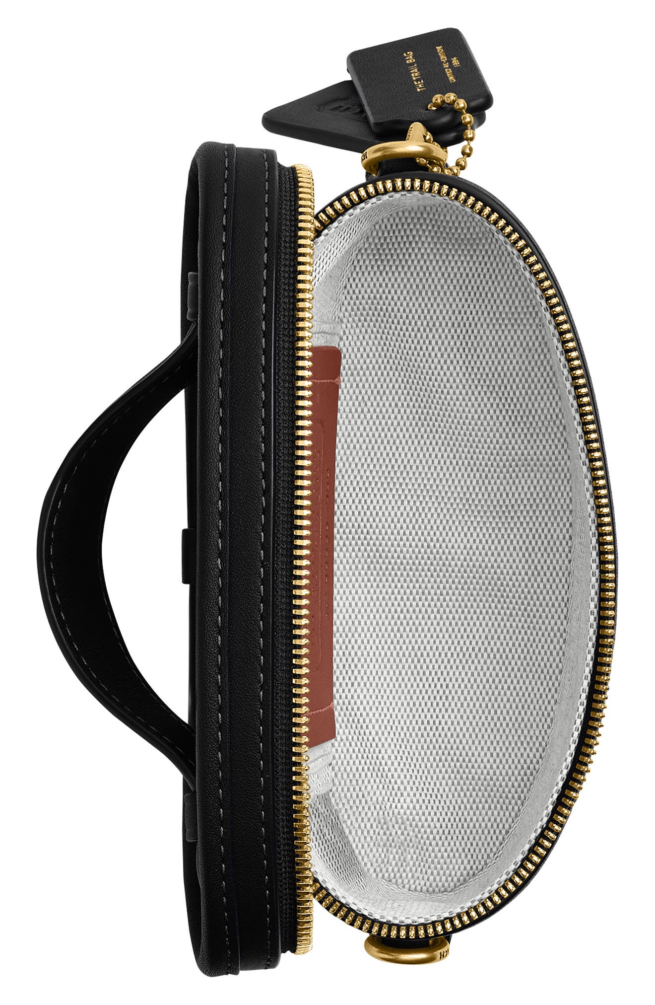 COACH Trail Leather Crossbody Bag, Alternate, color, Black