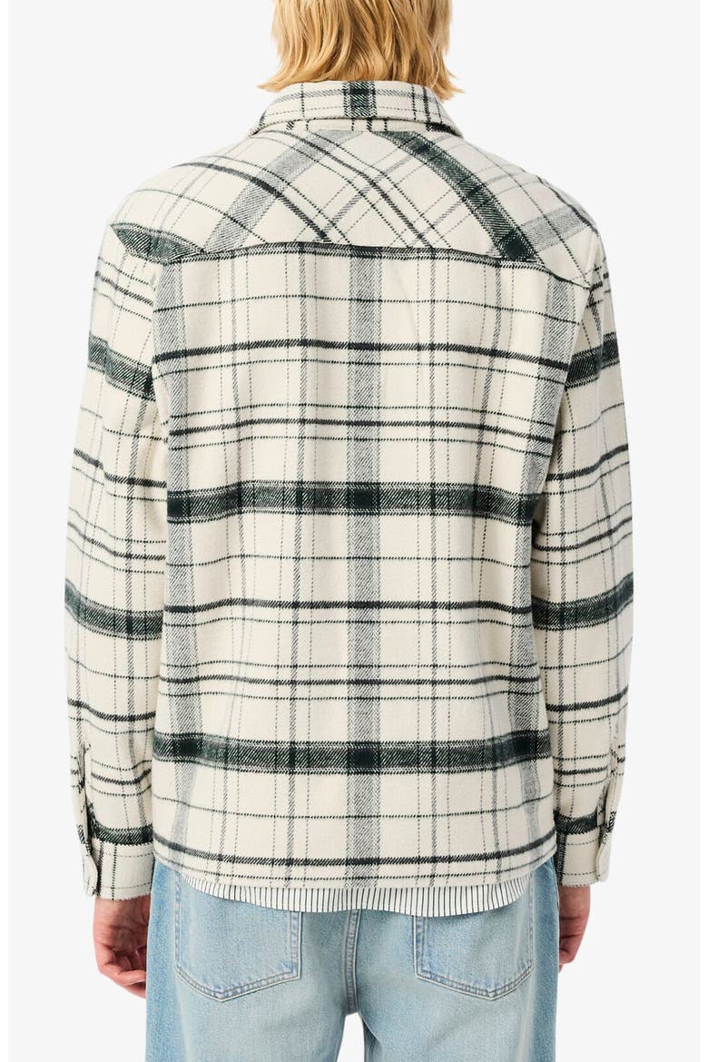 Plaid Flannel Button-Up Overshirt, Alternate, color, WHITE/ GREEN/ GREY CHINE
