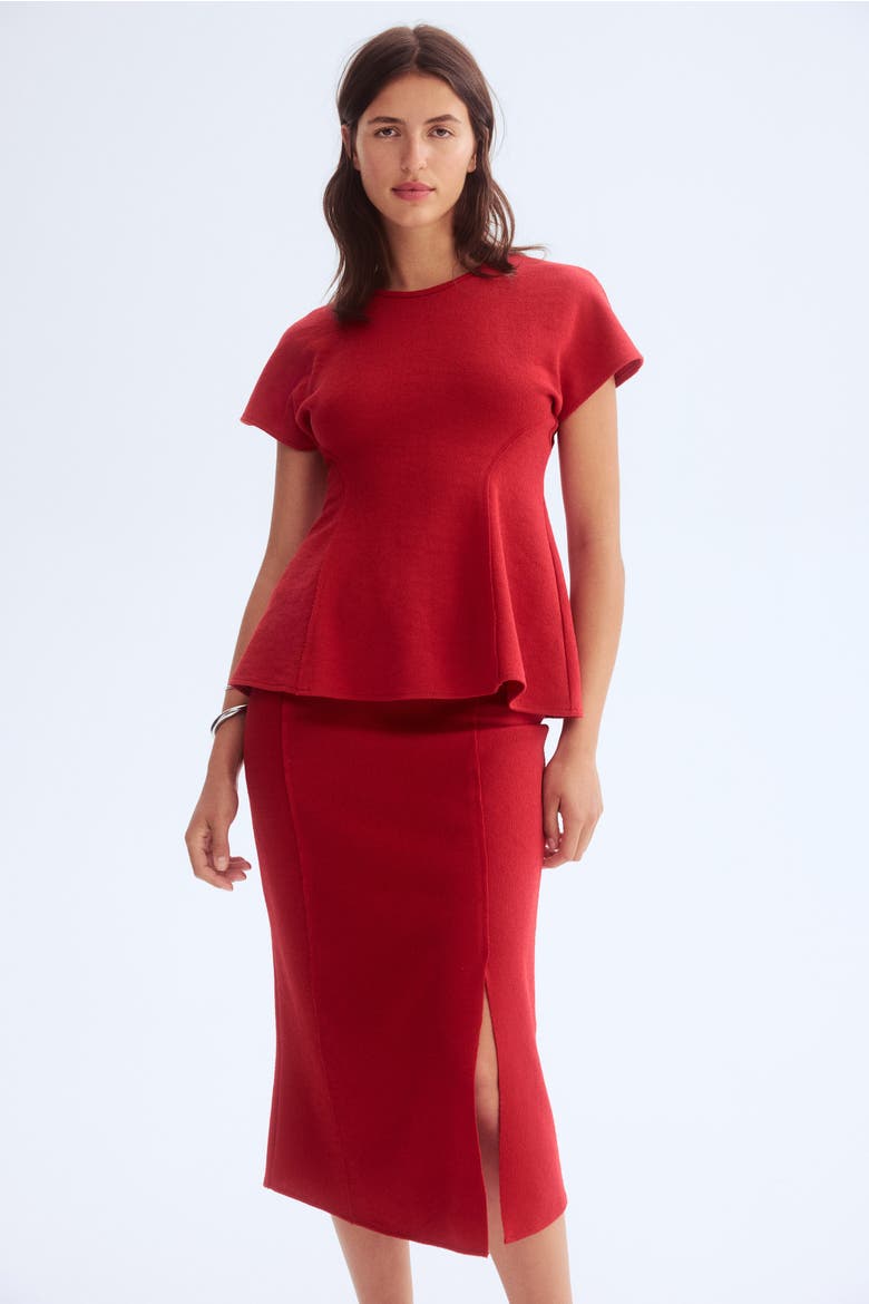 Fine-knit Skirt, Main, color, Bright red