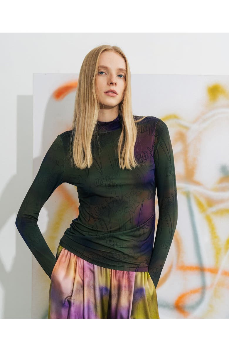 Lost Pattern NYC "Brooklyn" Mock Neck Long Sleeve Top, Alternate, color, Green