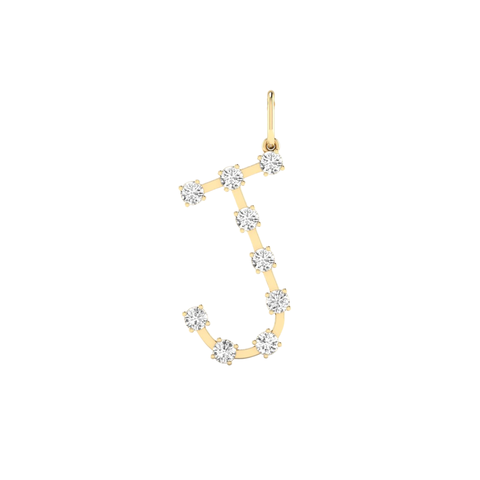 Orbit Letter "J" Lab Diamond Charm in 14K
